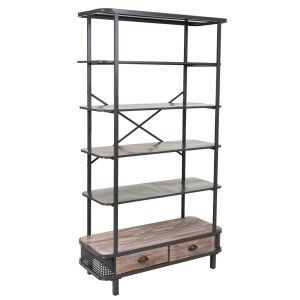 Estante metal e madeira cinza 100x40x181