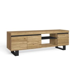 Suporte de tv, carvalho e preto, 160x40x53cm