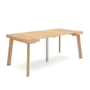 Mesa consola extensível, 180x90x73cm, carvalho, pés de madeira rf3005