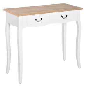 Mesa consola 87x34x78,5 cm mdf e madeira de pinho color blanco Homcom