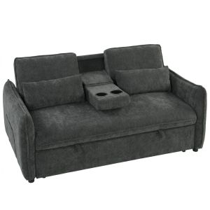Sofá-cama 166x90x84 cm chenille color gris Homcom, casa - sófas