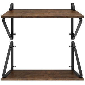2 prateleiras de pared, madeira e aço, 15kg, 60x20x33,5cm, madeira oscura
