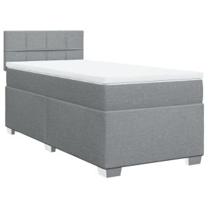 vidaXL cama box spring con colchón tela gris claro 90x190 cm