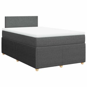 vidaXL cama box spring con colchón tela gris oscuro 120x200 cm
