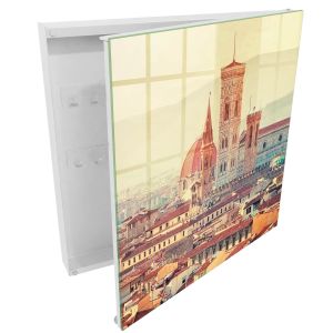 Caixa para chaves decorativa 30x30x5, abertura à direita branca