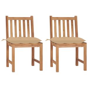 vidaXL sillas de jardín 2 unidades madera maciza de teca con cojines