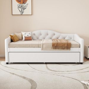 Cama articulada 90x200cm linho e mdf sem colchão bege