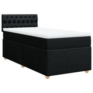 vidaXL cama box spring individual con colchón tela negro