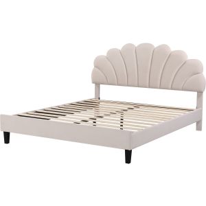 Cama de veludo "manon" - bege - 140 x 190 cm