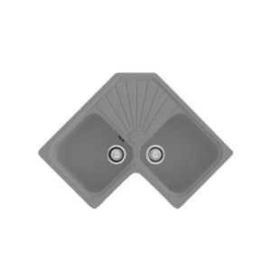 POALGI - Fregadero Agata gris - sobre encimera - 2 cubetas