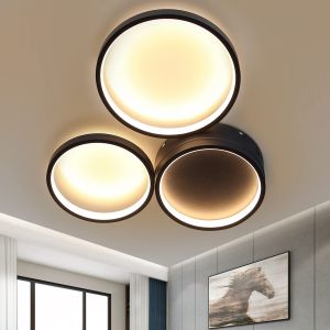 Nettlife LED teto luz 22w quarto preto branco quente com 3 anéis design