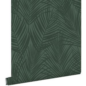 Estahome papel de parede folhas de palmeira verde escuro 53 cm x 10.05 m