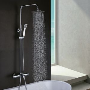 Kibath coluna termostática a gás quadrada extra longa 100-150 cm cromada