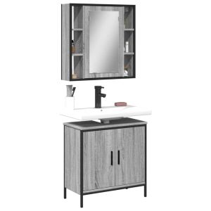 2 pcs conjunto móveis wc derivados de madeira sonoma cinza