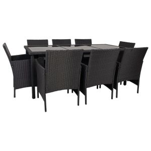 Mesa london e 8 cadeiras, preta