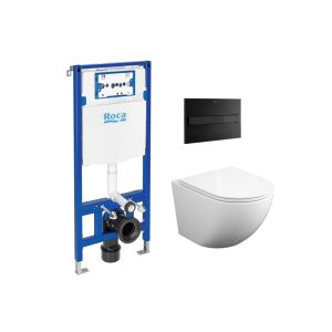 Pack roca duplo pl7 preto mate + sanita round smart 52