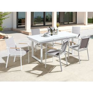 Conjunto de refeição de jardim 6 lugares valcanetto/busseto metal cinzento