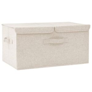 vidaXL caja de almacenaje tela color crema 50x30x25 cm