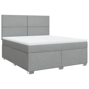 vidaXL cama box spring con colchón tela gris claro 180x200 cm