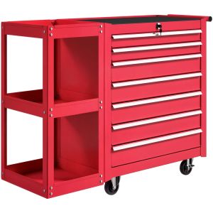 Carrinho de ferramenta 96x33,5x75 cm aço color rojo Homcom