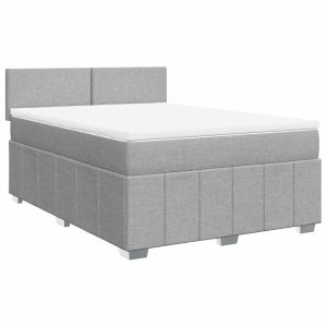 vidaXL cama box spring con colchón tela gris claro 140x200 cm