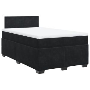vidaXL cama box spring con colchón terciopelo negro 120x200 cm