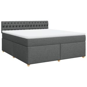 vidaXL cama box spring con colchón tela gris oscuro 180x200 cm