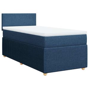 vidaXL cama box spring con colchón tela azul 100x200 cm