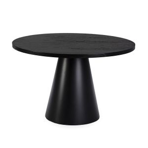 Mesa de jantar 120x120x75 em madeira, metal preto