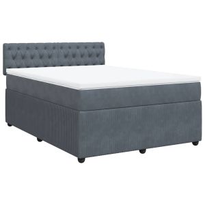 vidaXL cama box spring con colchón terciopelo gris oscuro 140x190 cm