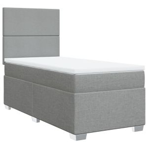 vidaXL cama box spring con colchón tela gris claro 80x200 cm