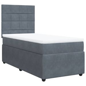 vidaXL cama box spring con colchón terciopelo gris oscuro 90x190 cm