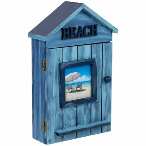 Caixa de chaves em madeira azul, 20x8x30 cm (altura)
