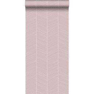 Walls4you papel de parede padrão de ossos de arenque cor-de-rosa
