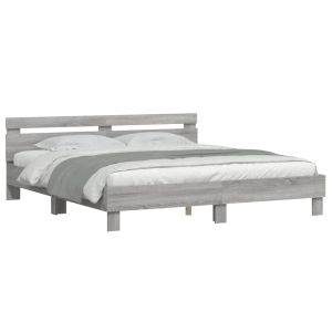 vidaXL estructura de cama cabecero y luces LED gris sonoma 180x200 cm