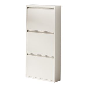 Sapateira sokndal com 3 portas 104x50x15 cm metal - branco-escuro [en.casa]