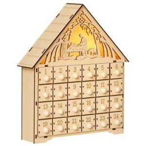 Calendário de advento 26,6x6x30 cm madeira compensado color marrón Homcom