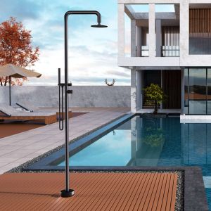 Chuveiro para piscina florida em aço inox preto fosco | poolimex