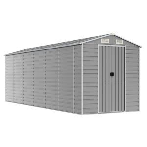Abrigo de jardim 191x555x198 cm aço galvanizado cinzento-claro