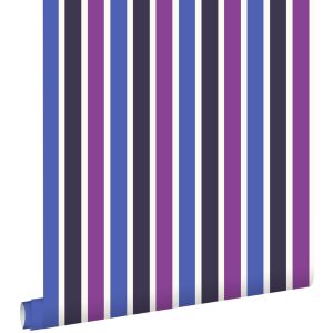 Estahome papel de parede riscas azulepúrpura 53 cm x 10.05 m