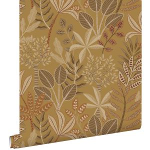 Estahome papel de parede folhas mostarda 50 x 900 cm
