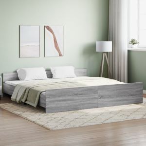 Cama c/ cabeceira e apoio pés 180x200 cm cinza sonoma