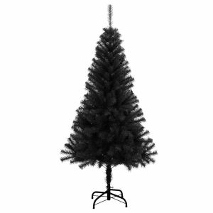 Árvore de natal artificial com suporte 150 cm PVC preto pt7185
