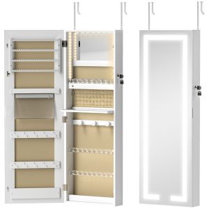 Espelho joalheiro 37x10,5x108 cm mdf e vidro color blanco Homcom