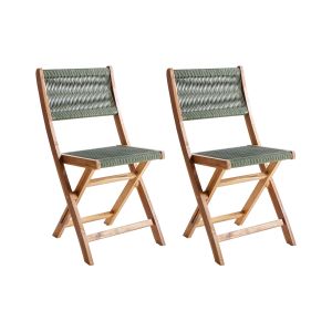 Conjunto de 2 cadeiras de jardim prossedi dobrável madeira de acácia verde