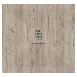 Ondee - base de duche  naturo - cortável - 90x90cm - resina - madeira