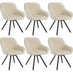 6 cadeiras de sala de jantar giratória 360º de terciopelo 58x58x82 cm crema