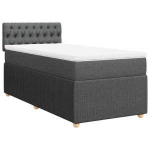 vidaXL cama box spring con colchón tela gris oscuro 100x200 cm