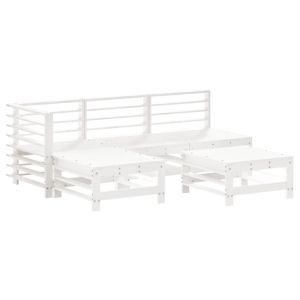 vidaXL juego de sofás de jardín 5 piezas madera maciza de pino blanco