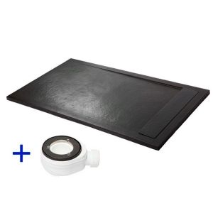 Base de duche de resina 160x80 premium ambiente preto ral 9005 80x160